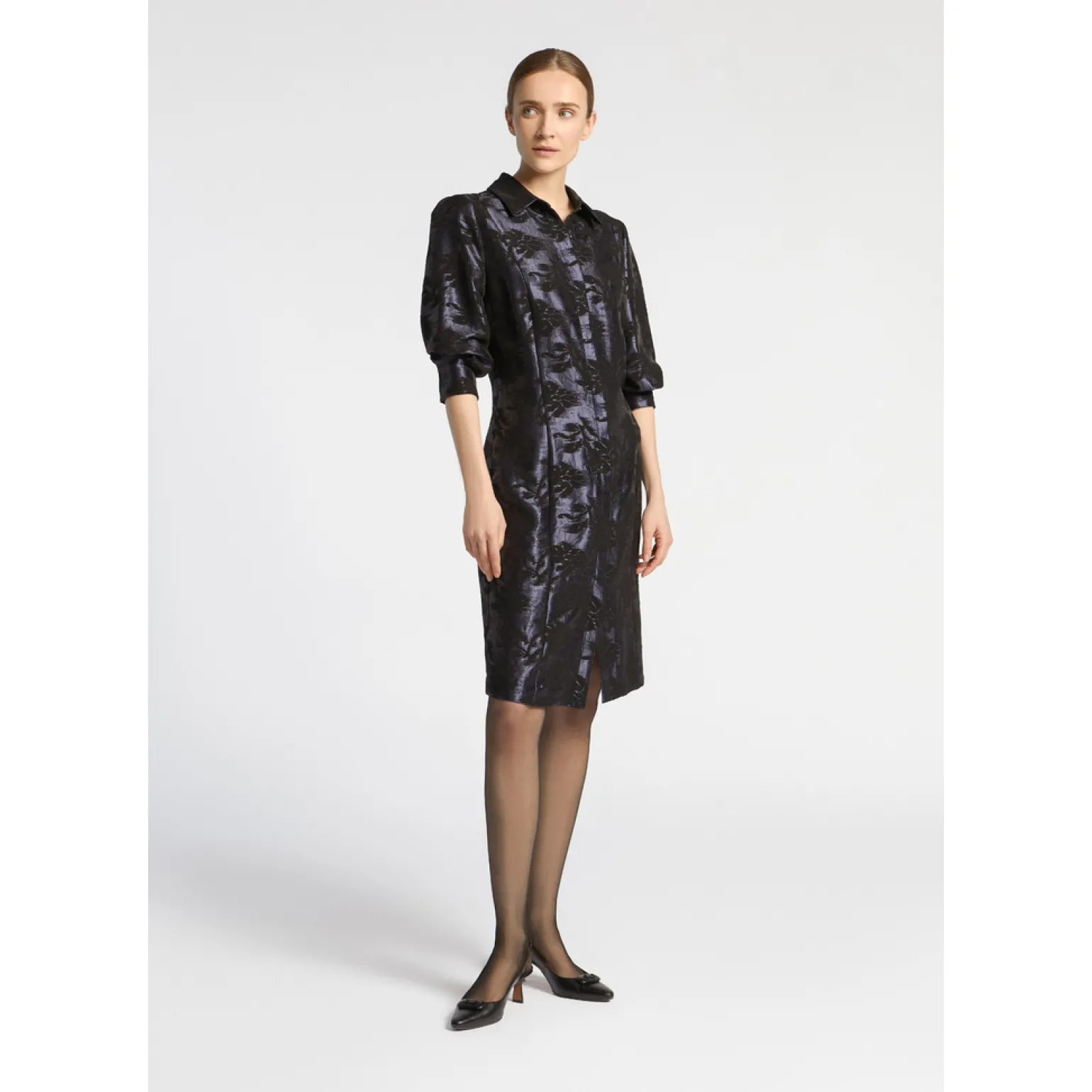 Jacquard jurk met bloemenprint