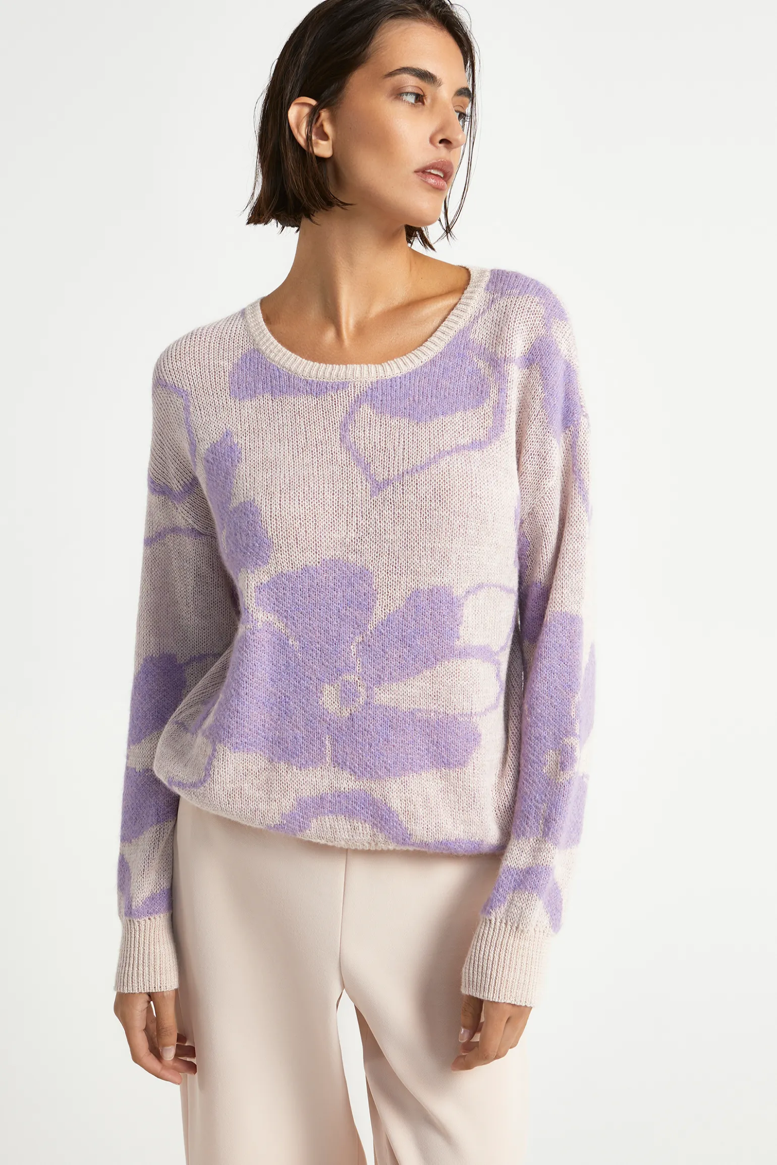Jacquard knit met bloemenprint