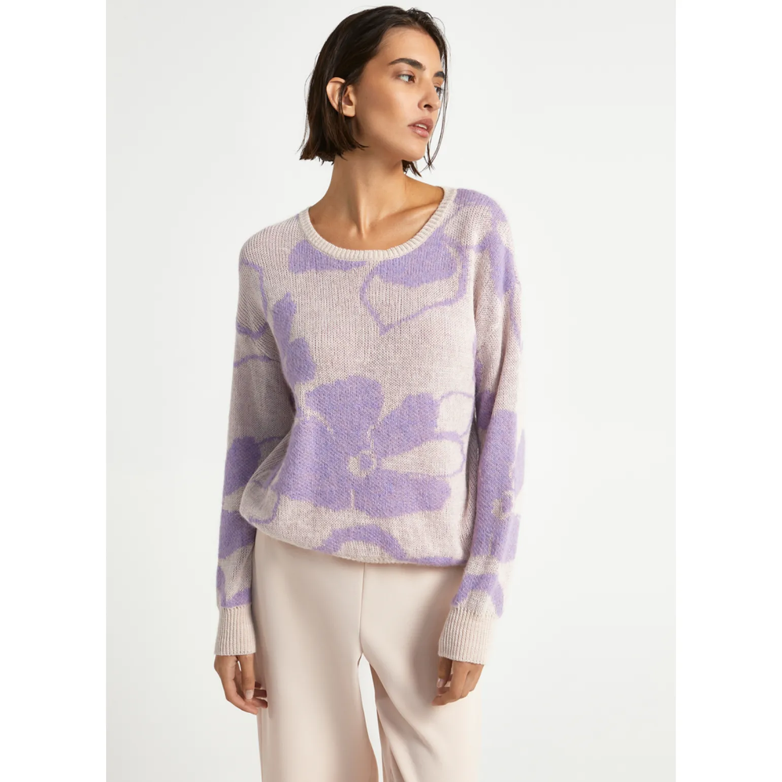 Jacquard knit met bloemenprint