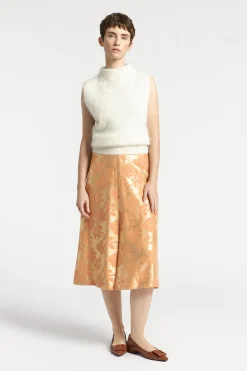 Jacquard rok met bloemenprint