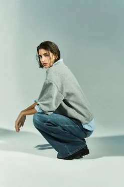 Jeansbroek met wijde pijpen
