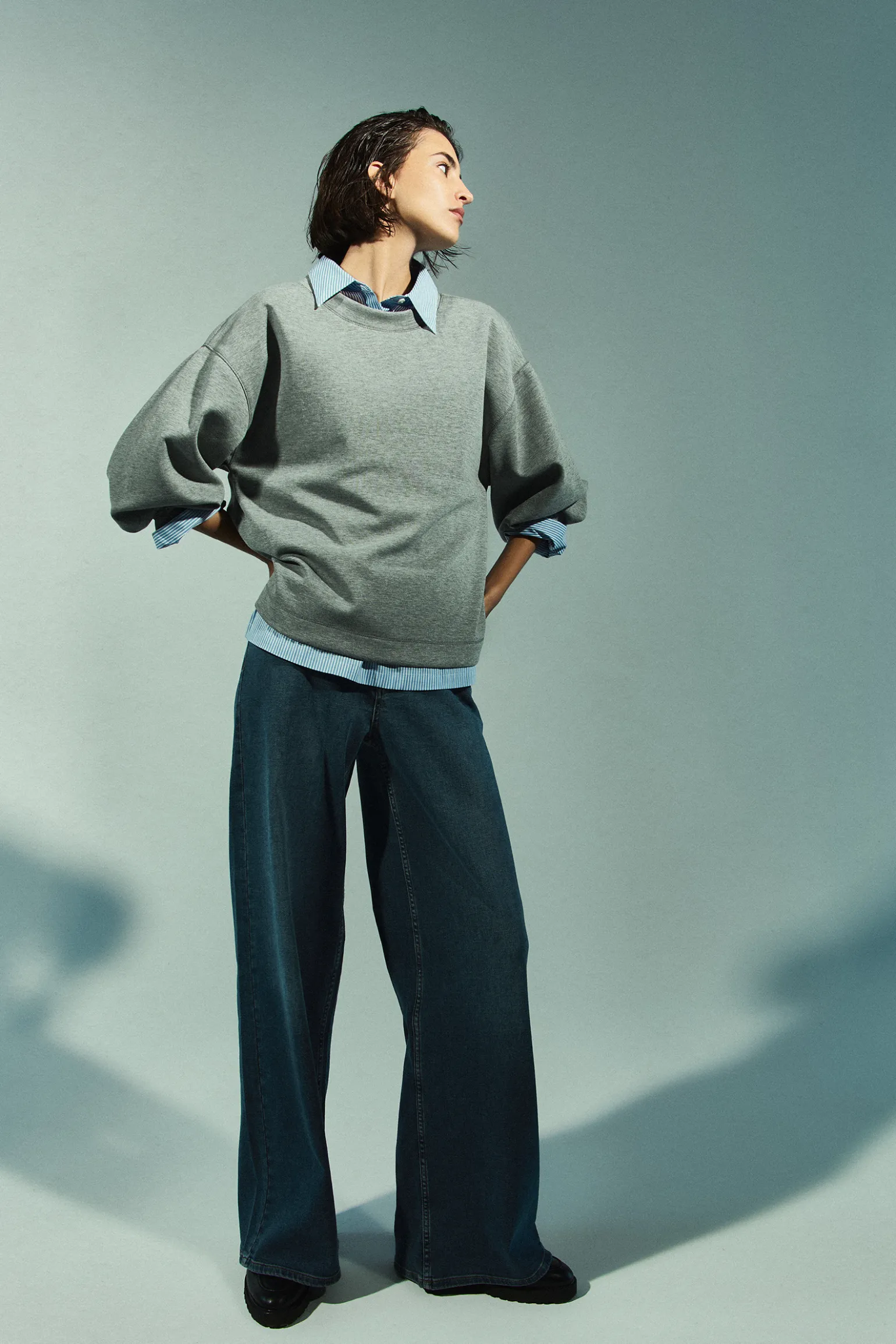 Jeansbroek met wijde pijpen