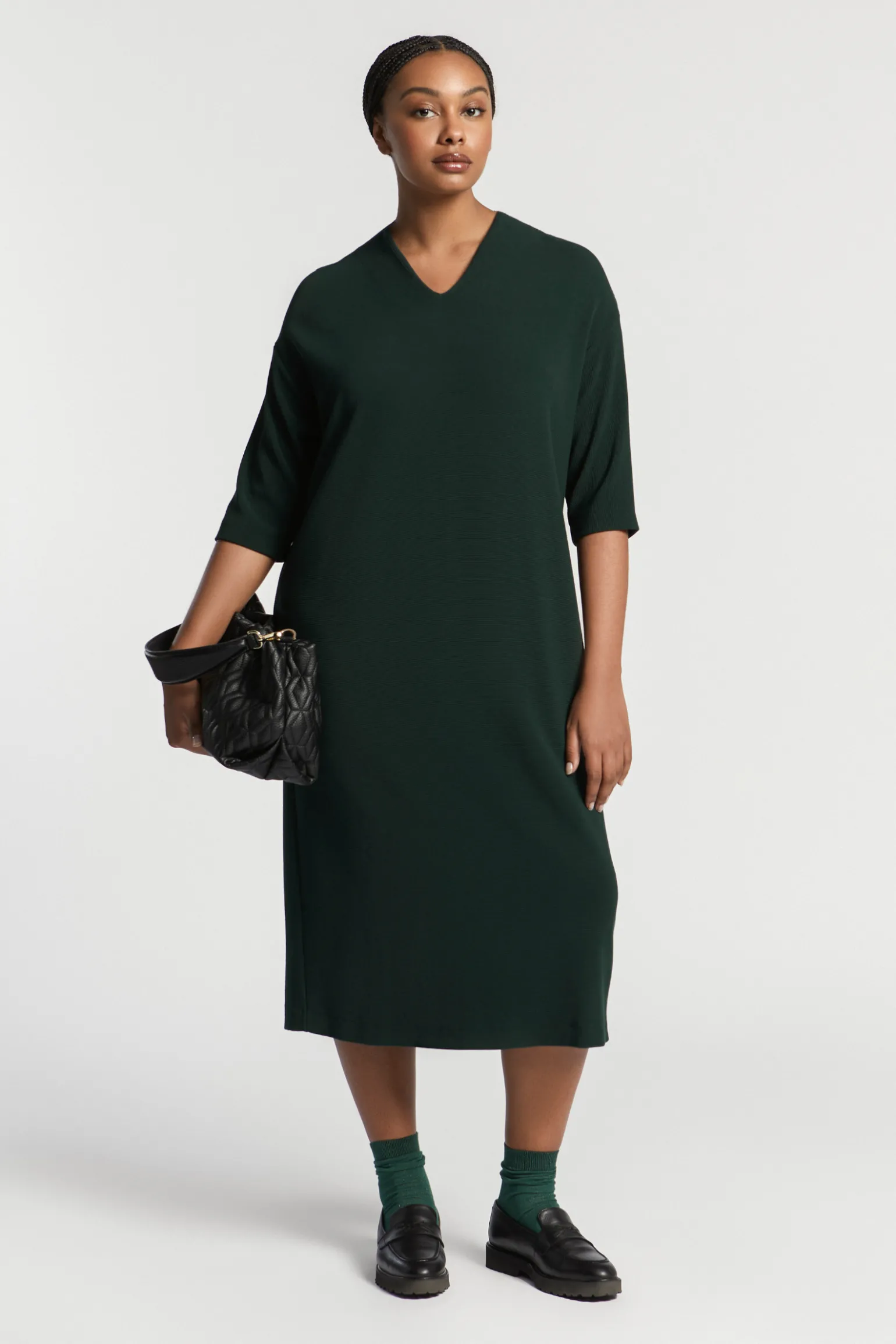 Jersey jurk met V-hals
