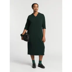 Jersey jurk met V-hals