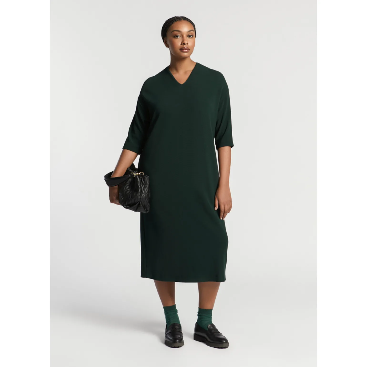 Jersey jurk met V-hals