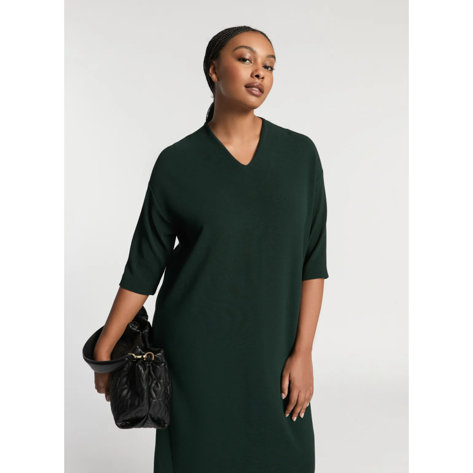 Jersey jurk met V-hals