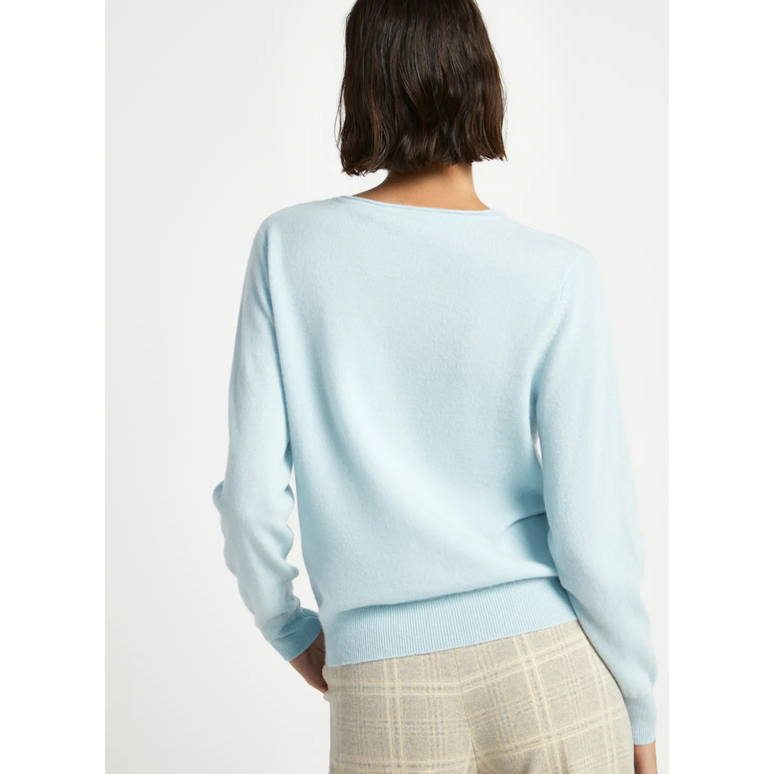 Kasjmieren pull met ronde hals