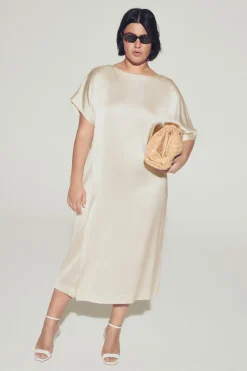 Lange jurk met satijnlook