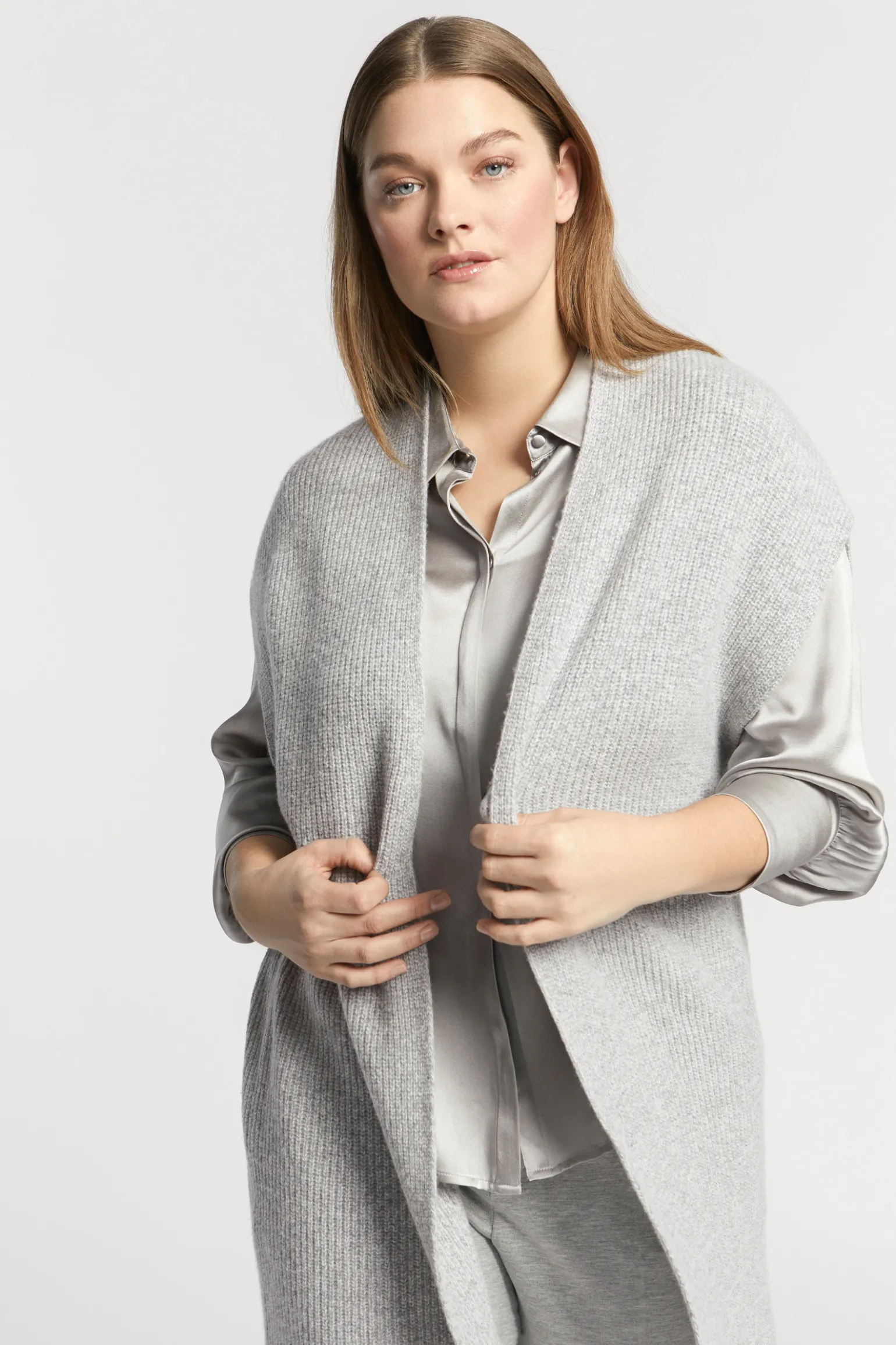Lange mouwloze cardigan