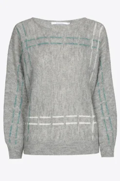 Mohair pull met gebreide strepen