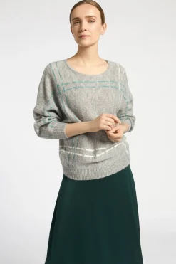 Mohair pull met gebreide strepen
