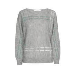 Mohair pull met gebreide strepen