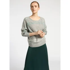 Mohair pull met gebreide strepen
