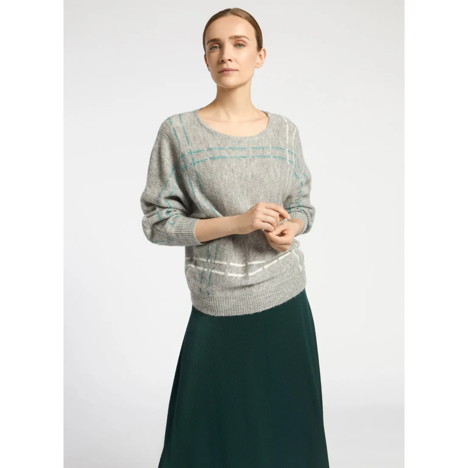 Mohair pull met gebreide strepen