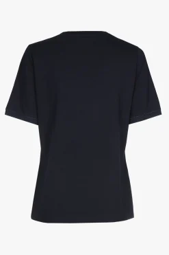 Navyblauw T-shirt met V-hals en korte mouwen