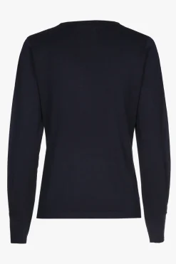 Navyblauw zijden truitje met lange mouwen
