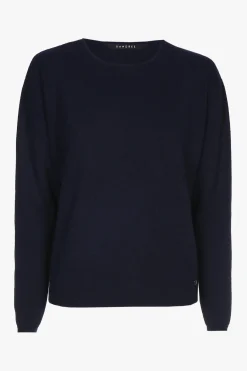 Navyblauwe cashmere pull met ronde hals