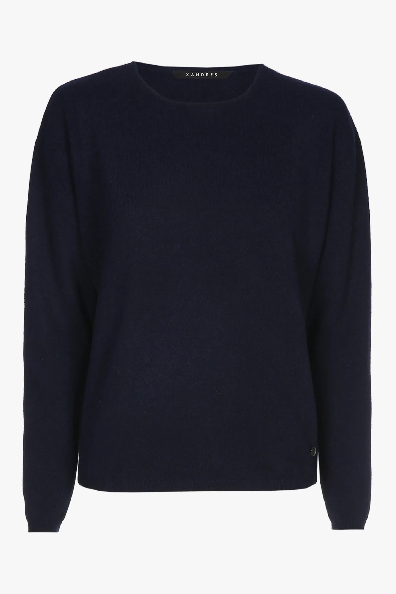 Navyblauwe cashmere pull met ronde hals