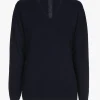 Navyblauwe cashmere trui met V-hals