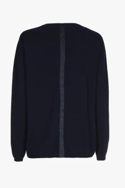 Navyblauwe cashmere trui met V-hals