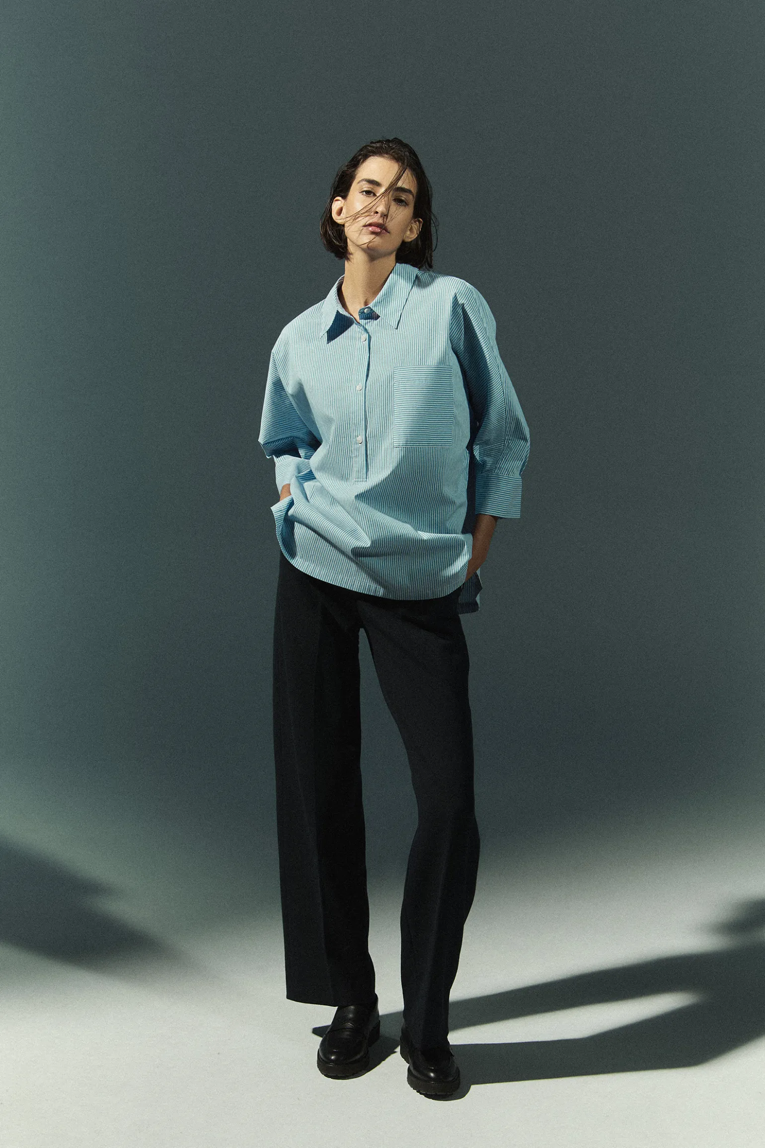 Oversized gestreept hemd