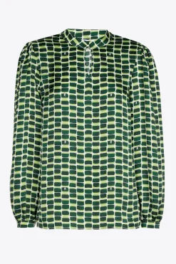 Seersucker blouse met logoprint
