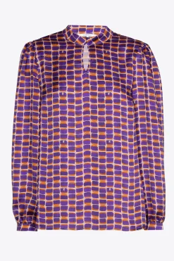 Seersucker blouse met logoprint