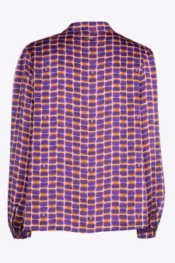 Seersucker blouse met logoprint