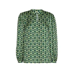 Seersucker blouse met logoprint