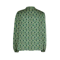 Seersucker blouse met logoprint