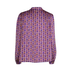 Seersucker blouse met logoprint