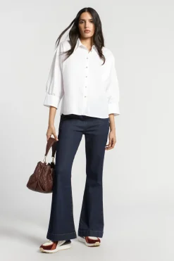 Volumineuze blouse met hemdkraag