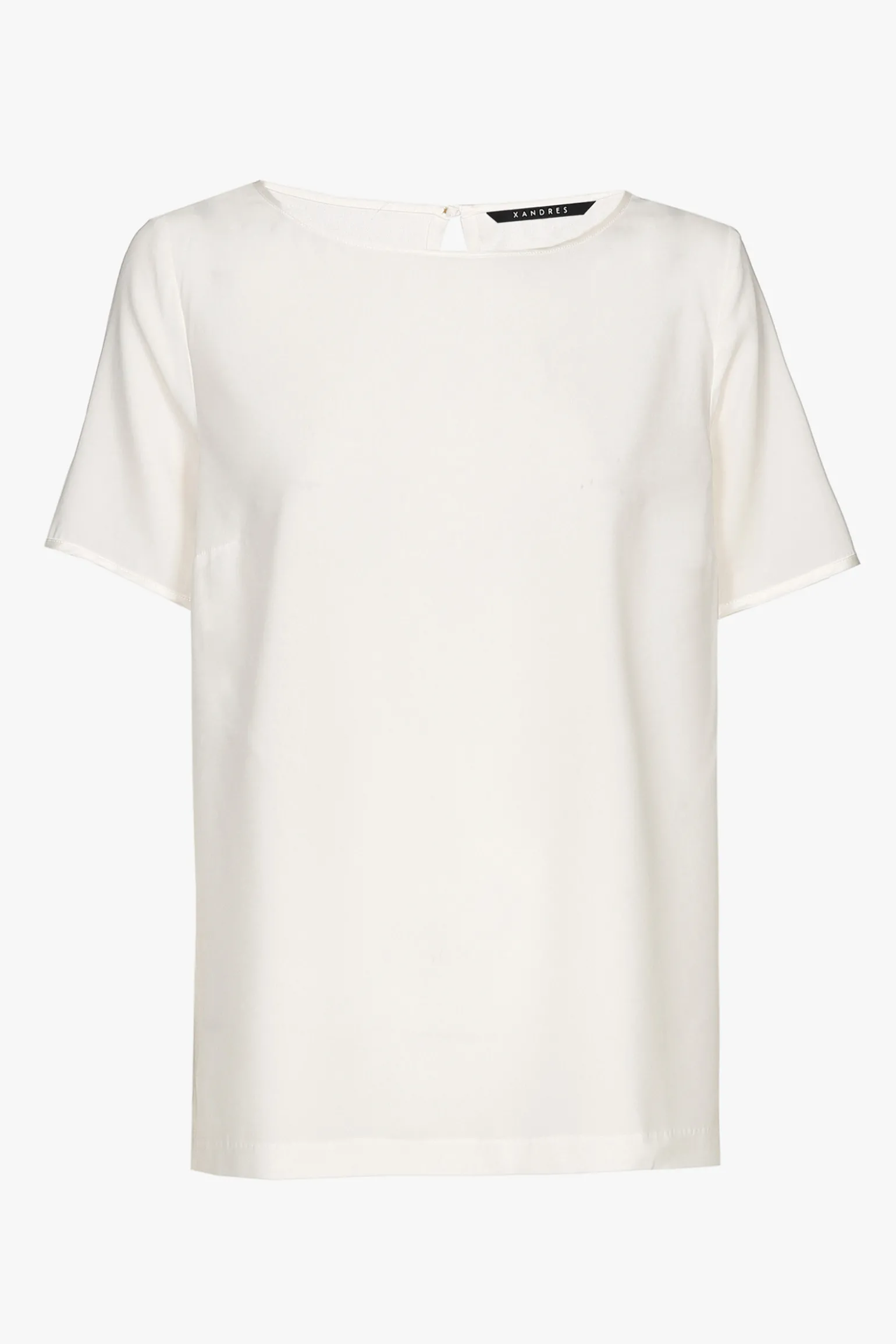 Wit zijden T-shirt met korte mouwen
