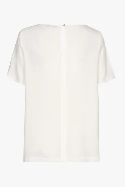 Wit zijden T-shirt met korte mouwen