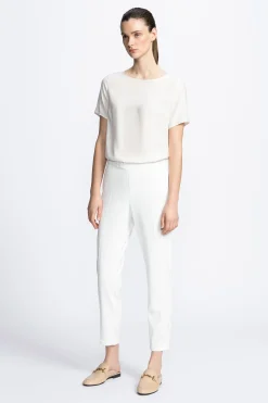 Wit zijden T-shirt met korte mouwen