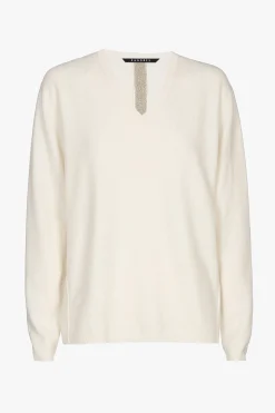 Witte cashmere trui met V-hals