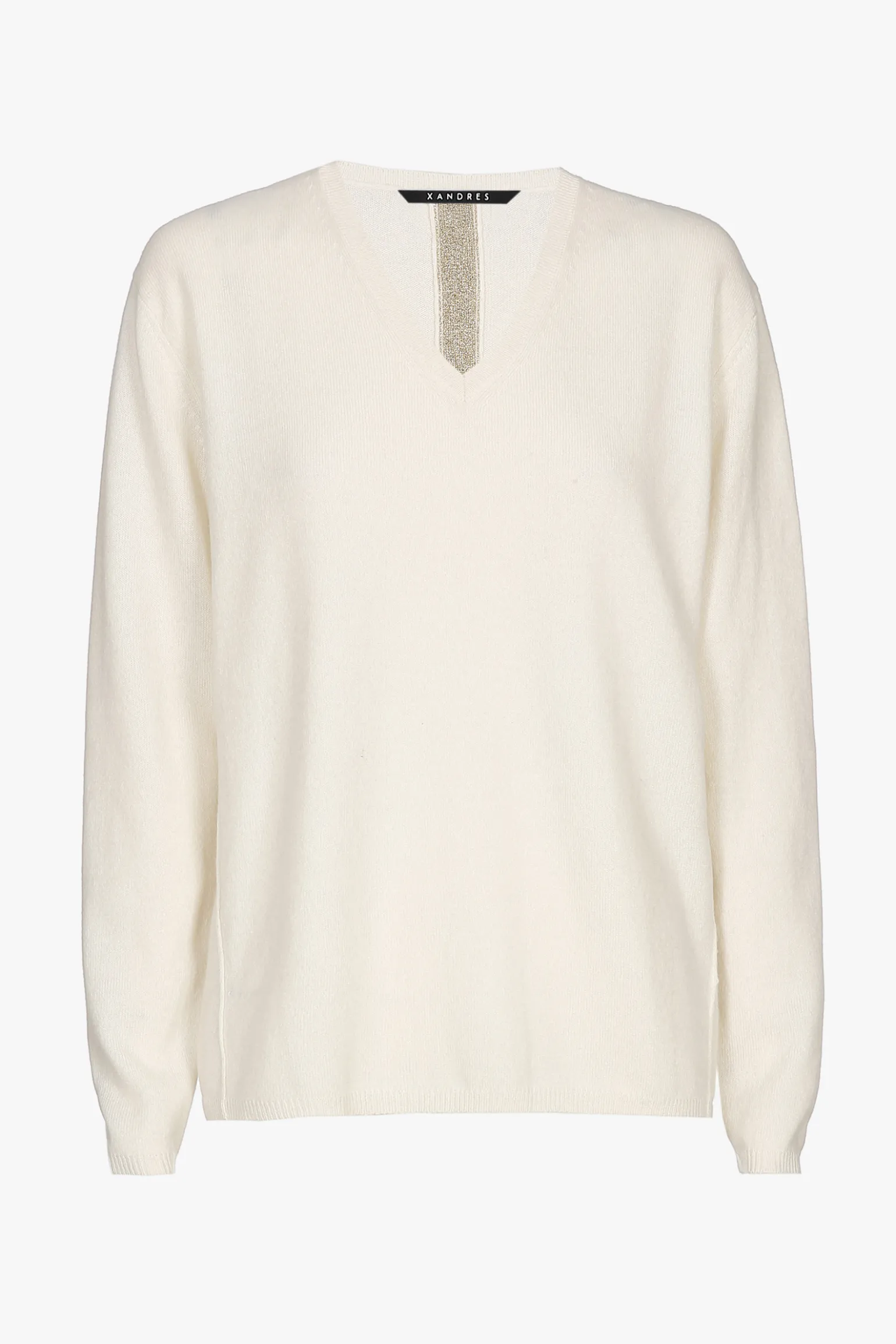 Witte cashmere trui met V-hals