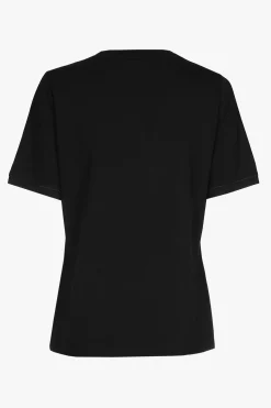 Zwart T-shirt met V-hals en korte mouwen