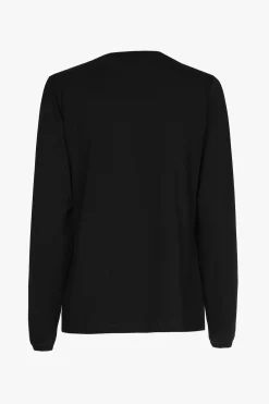 Zwart T-shirt met V-hals en lange mouwen