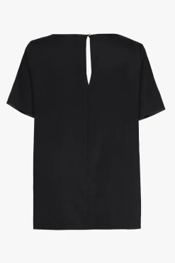 Zwart zijden T-shirt met korte mouwen