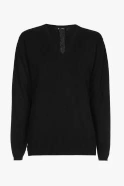 Zwarte cashmere trui met V-hals